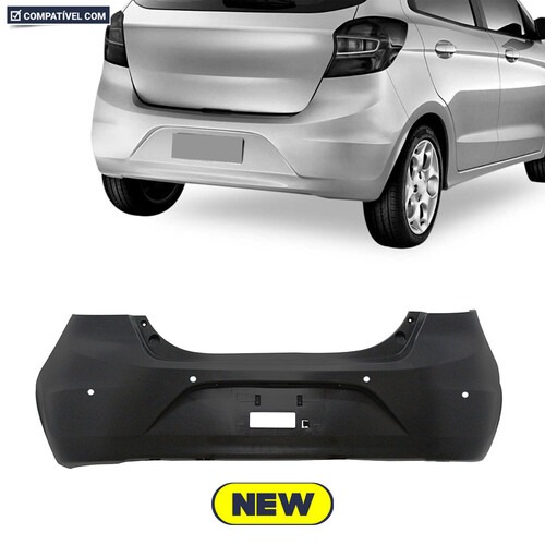 Para-choque KA Hatch 2014 a 2018 traseiro preto com furo para sensor - 2675-E Para-choque KA Hatch 2014 a 2018 traseiro preto com furo para sensor - 2675-E