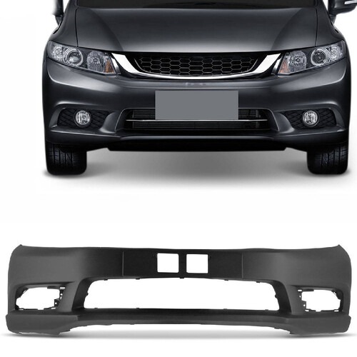 Para-choque Honda Civic 2012 a 2016 dianteiro preto liso com ressalto de placa - 8110