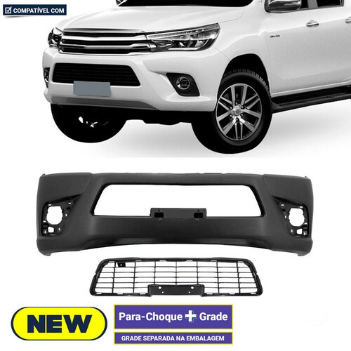 Para-choque Hilux 2015 a 2018 dianteiro preto com grade cabine dupla - 7082
