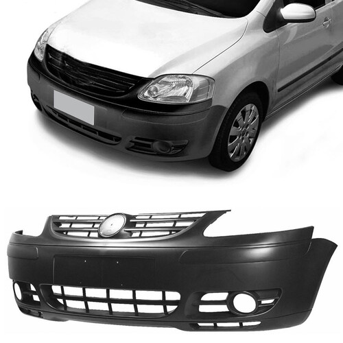 Para-choque Fox 2003 a 2007 dianteiro preto liso com furo para farol - 6432 Para-choque Fox 2003 a 2007 dianteiro preto liso com furo para farol - 6432