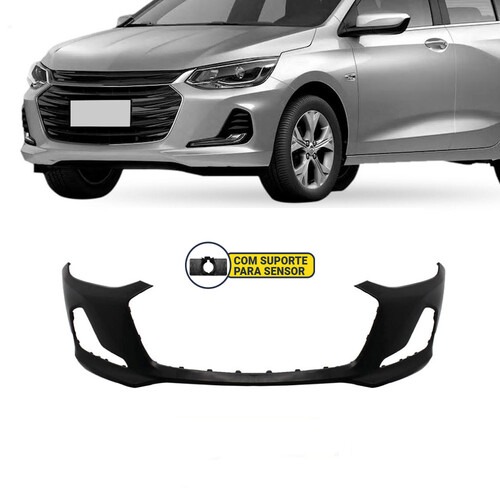 Para-choque Onix Hatch/Plus 2019 a 2023 dianteiro preto com e sem furo para farol - 1775-E