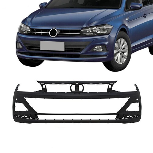 Para-choque Polo/Virtus 2017 a 2022 dianteiro preto liso com e sem farol - 6143