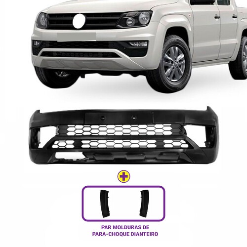 Para-choque Amarok 2017 a 2022 dianteiro preto com e sem farol - 6514K