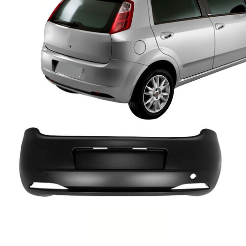 Para-choque Punto 2008 a 2012 traseiro preto sem furo para sensor - 3509