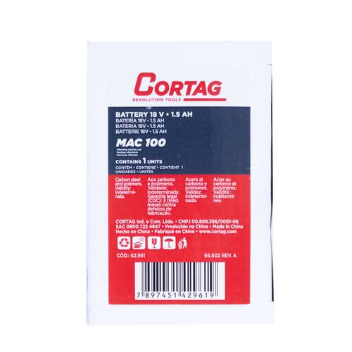 Bateria 18V 1,5Ah para Máquina de assentar pisos MAC-100 Bateria 18V 1,5Ah para Máquina de assentar pisos MAC-100