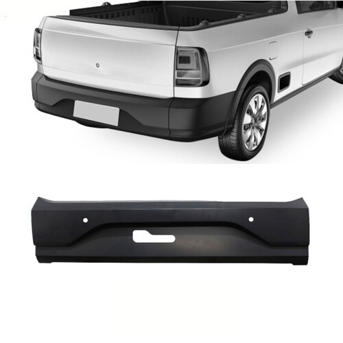 Para-choque Saveiro Robust G7 2016 a 2020 traseiro centro preto com furo para sensor - 6654