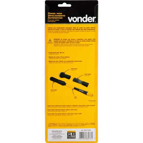 Pincel para detalhamento automotivo com 3 pontas intercambi�veis