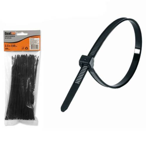 Abraçadeira de nylon 2,50 mm x 15 cm 100 peças - BFH0744 Abraçadeira de nylon 2,50 mm x 15 cm 100 peças - BFH0744