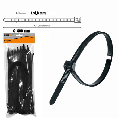 Abra�adeira de nylon 4,8 mm x 40 cm 100 pe�as - BFH1636