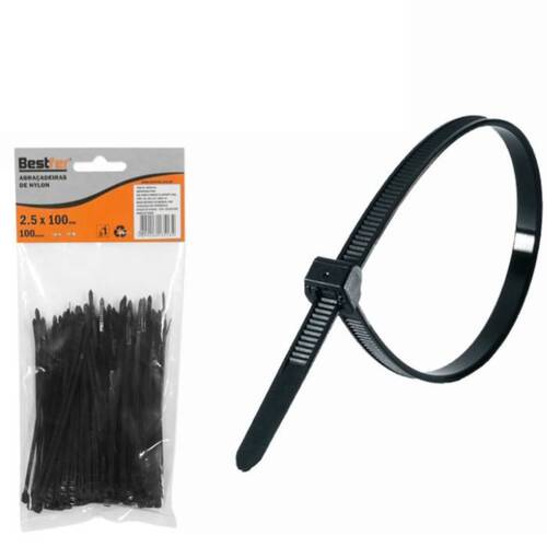 Abraçadeira de nylon 2,5 mm x 10 cm 100 peças - BFH0742 Abraçadeira de nylon 2,5 mm x 10 cm 100 peças - BFH0742