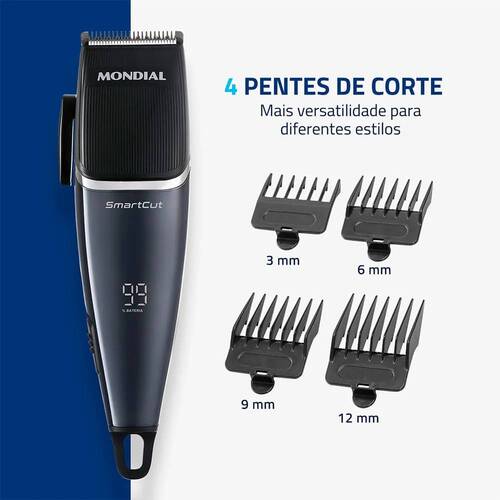 M�quina de cortar cabelo e barba com 8 acess�rios SmartCut - CR-11-BI  110V/220V