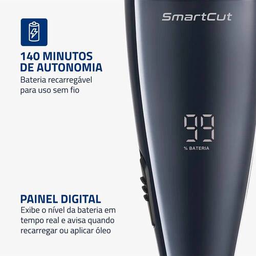 M�quina de cortar cabelo e barba com 8 acess�rios SmartCut - CR-11-BI  110V/220V
