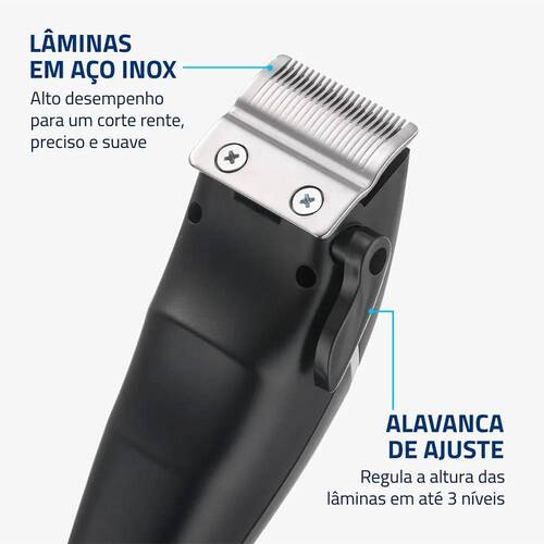 M�quina de cortar cabelo e barba com 8 acess�rios SmartCut - CR-11-BI  110V/220V