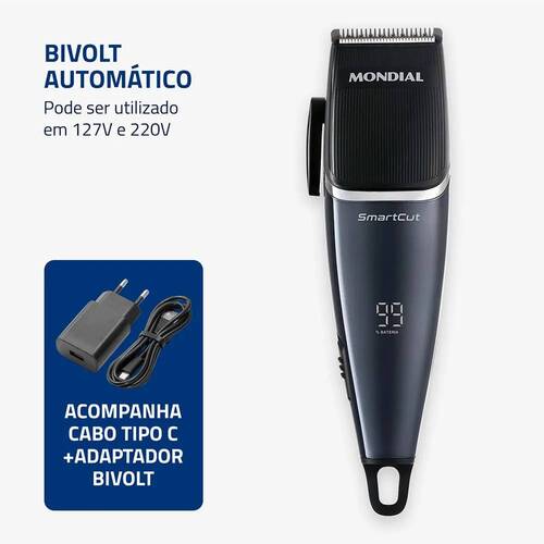 M�quina de cortar cabelo e barba com 8 acess�rios SmartCut - CR-11-BI  110V/220V