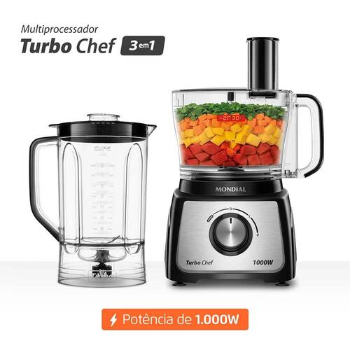 Multiprocessador de alimentos 1.000W 3 em 1 Turbo Chef - MPN-02-BE 110V Multiprocessador de alimentos 1.000W 3 em 1 Turbo Chef - MPN-02-BE 110V