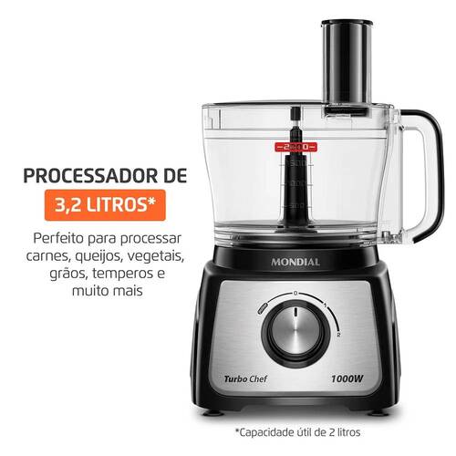 Multiprocessador de alimentos 1.000W 3 em 1 Turbo Chef - MPN-02-BE 110V Multiprocessador de alimentos 1.000W 3 em 1 Turbo Chef - MPN-02-BE 110V