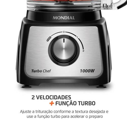 Multiprocessador de alimentos 1.000W 3 em 1 Turbo Chef - MPN-02-BE 110V Multiprocessador de alimentos 1.000W 3 em 1 Turbo Chef - MPN-02-BE 110V