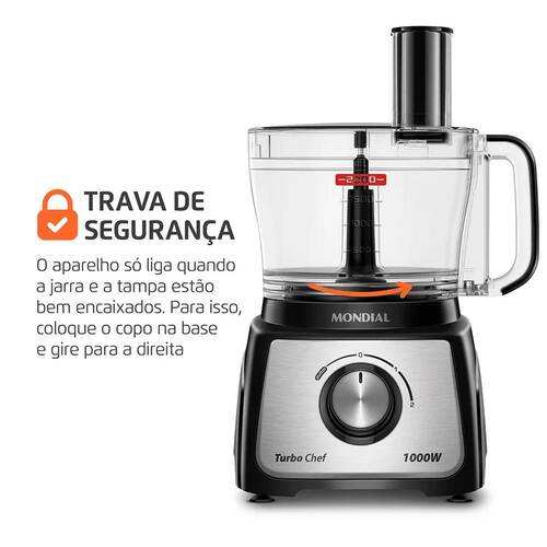 Multiprocessador de alimentos 1.000W 3 em 1 Turbo Chef - MPN-02-BE 110V Multiprocessador de alimentos 1.000W 3 em 1 Turbo Chef - MPN-02-BE 110V