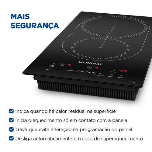 Cooktop de indu��o 2 bocas 3500W display digital touch - CTI-02  220V