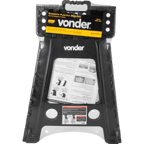 Banqueta plástica dobrável altura 450mm preta Banqueta plástica dobrável altura 450mm preta