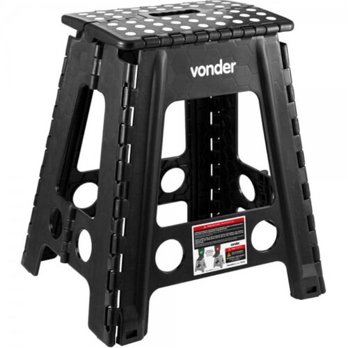 Banqueta plástica dobrável altura 450mm preta Banqueta plástica dobrável altura 450mm preta