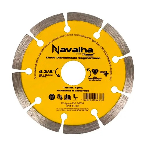 Disco diamantado segmentado 110 mm para concreto - 6054