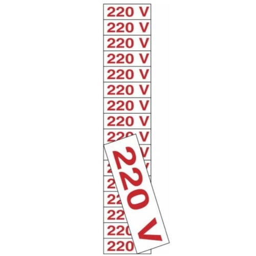 Etiqueta sinalizadora de voltagem em poliestireno 220 volts - 200AZ Etiqueta sinalizadora de voltagem em poliestireno 220 volts - 200AZ