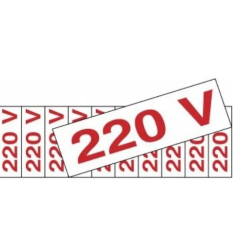 Etiqueta sinalizadora de voltagem em poliestireno 220 volts - 200AZ Etiqueta sinalizadora de voltagem em poliestireno 220 volts - 200AZ