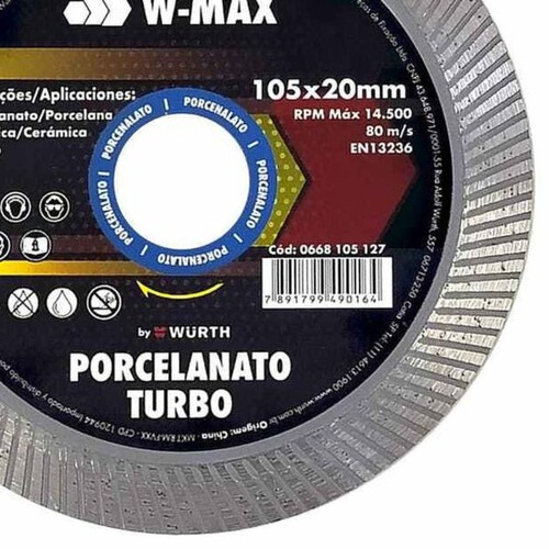 Disco diamantado turbo 105 mm para porcelanato - W-Max