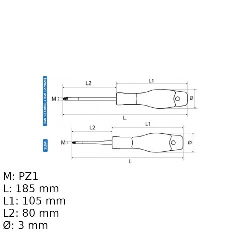 Chave pozidriv Pz1 x 80 mm isolada 1.000V - BW1279MQ Chave pozidriv Pz1 x 80 mm isolada 1.000V - BW1279MQ