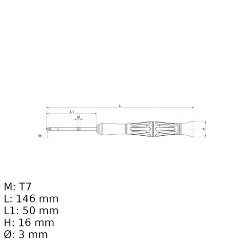 Chave hexalobular reta T7 com cabo - BW1257TX Chave hexalobular reta T7 com cabo - BW1257TX