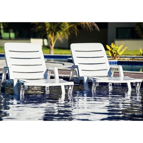 Kit 4 Espregui�adeiras em polipropileno 4 posi��es branca - Leblon