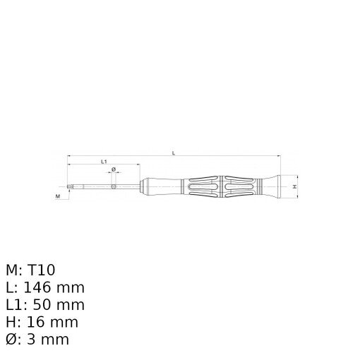 Chave hexalobular reta T10 com cabo - BW1257TX Chave hexalobular reta T10 com cabo - BW1257TX