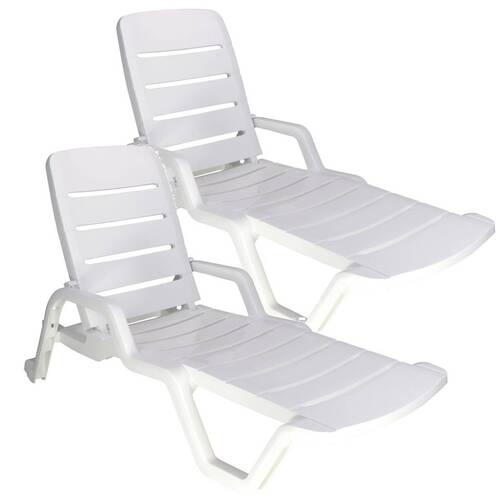 Kit 2 Espreguiçadeiras em polipropileno 4 posições branca - Leblon Kit 2 Espreguiçadeiras em polipropileno 4 posições branca - Leblon