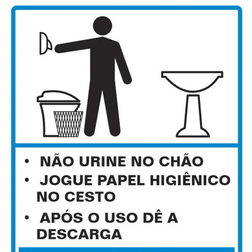 Placa sinalizadora educativa em poliestireno para Procedimento ao usar o Sanit�rio Masculino - 220AH
