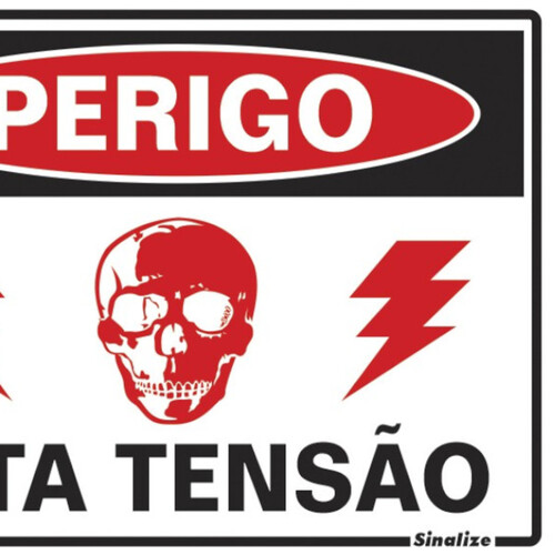 Placa sinalizadora em poliestireno Perigo Alta Tensão - 220BE Placa sinalizadora em poliestireno Perigo Alta Tensão - 220BE