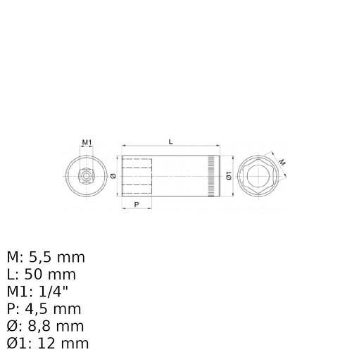 Soquete sextavado 6 mm encaixe 1/4 Soquete sextavado 6 mm encaixe 1/4