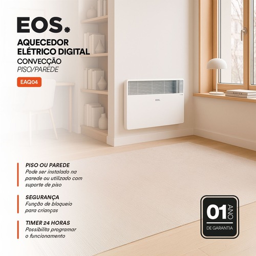 Aquecedor el�trico digital convector 1500W para piso e parede Comfort Heat - EAQ04  110V