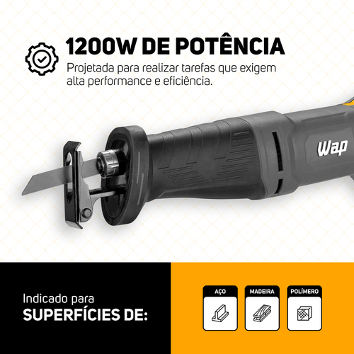 Serra sabre 1200 watts velocidade variável - WF SA01 220V Serra sabre 1200 watts velocidade variável - WF SA01 220V
