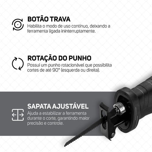 Serra sabre 1200 watts velocidade variável - WF SA01 220V Serra sabre 1200 watts velocidade variável - WF SA01 220V
