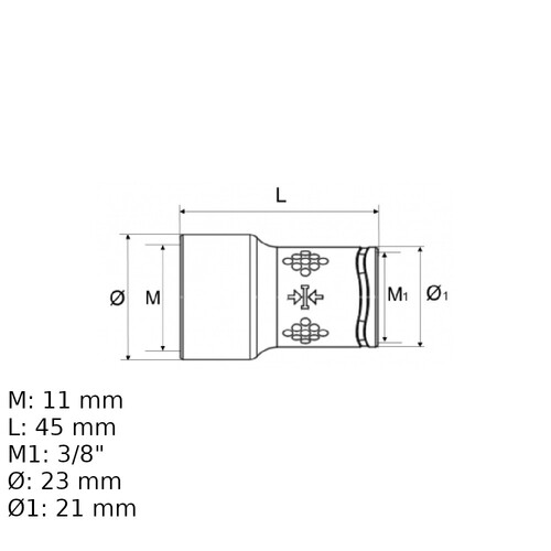 Soquete sextavado isolado 11 mm encaixe 3/8 Soquete sextavado isolado 11 mm encaixe 3/8