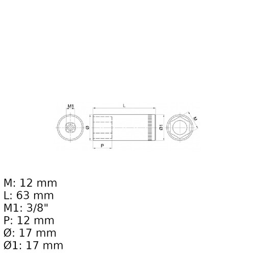 Soquete sextavado longo 12 mm encaixe 3/8 Soquete sextavado longo 12 mm encaixe 3/8