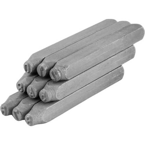 Jogo de algarismos em a�o de 4 mm para grava��o 9 pe�as