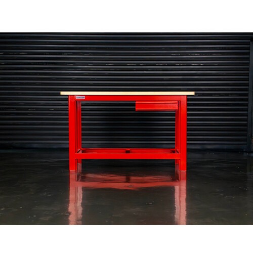 Bancada aberta 1500 x 600 mm com 1 gaveta tampo de madeira pinus - RLL-200