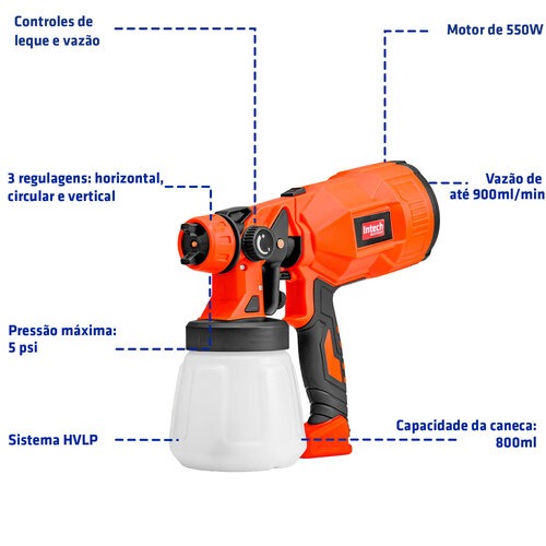 Pistola de pintura pulverizadora elétrica 550 watts - HV390 220V Pistola de pintura pulverizadora elétrica 550 watts - HV390 220V