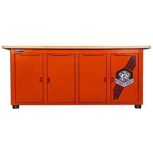 Bancada fechada com 4 portas tampo de madeira - ROUTE 66