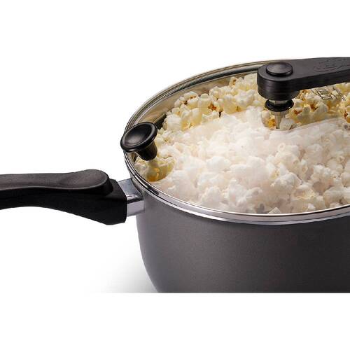 Pipoqueira antiaderente versátil 3,6L com tampa de vidro grafite - 8874 Pipoqueira antiaderente versátil 3,6L com tampa de vidro grafite - 8874