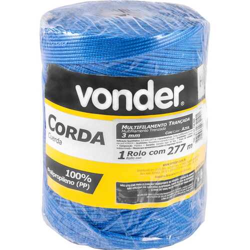 Corda multifilamento 3,0 mm cor azul rolo com  277 metros