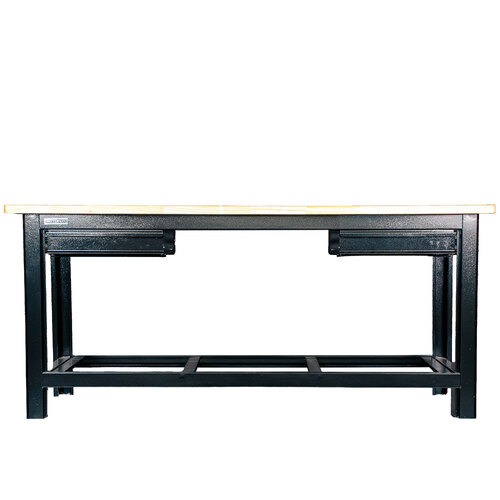 Bancada aberta com 02 gavetas e tampo de madeira pinus - RLL-210P