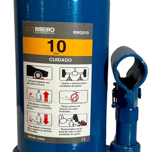 Macaco hidr�ulico tipo garrafa 10 toneladas azul - RMGI010